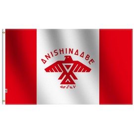First Nations Anishinaabe people Flag 3x5 Ft Large, Screen Printed Glossy Silk Satin Fabric for Moderate-Outdoor&Indoor, 36x72inch Anishinaabe Anishinini Banner House Decoration Yard Gift Double Sided