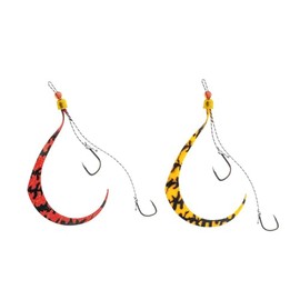 JACKALL Ranbu Bin Bin Switch Spare Rubber Hook Set, Steps, #10/#9, Orange & Red/Shimashima Set