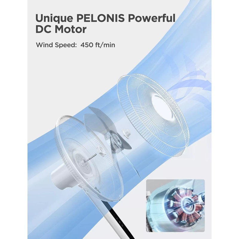PELONIS 16" Oscillating Pedestal Stand Up Fan | Adjustable Height