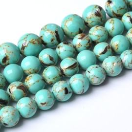 45PCS 8MM Shell Turquoise Beads with Mother-of-Pearl Round Loose Natural Gem Beads for Jewelry Making 15