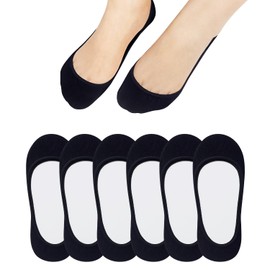 Jane Stone No Show Socks for Women - Non Slip Hidden Boat Flats Invisible Ultra Low Cut Liner Socks(Size 5-8/9-11), 6 Pairs-black, 9-11