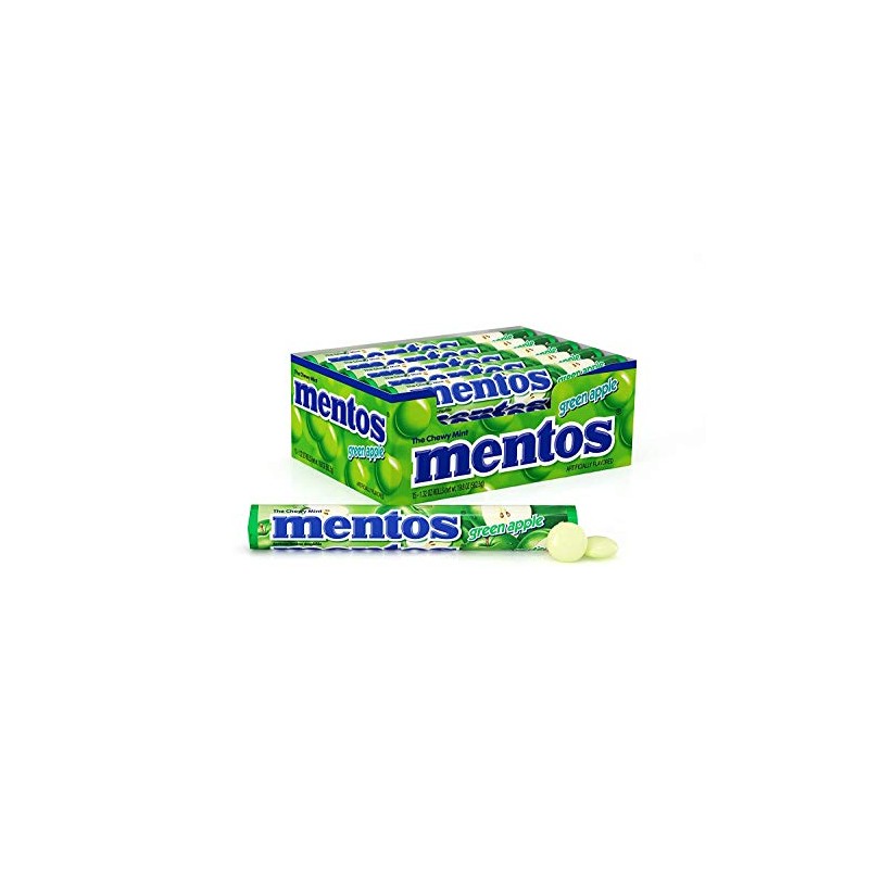 Mentos Chewy Mint Candy Roll, Green Apple Mint Candies, 14
