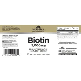 Biotina 5,000 Mcg 60 Tabs Windmill Es
