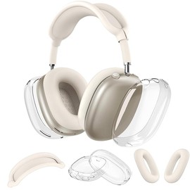 Silicone Case Cover for AirPods Max Headphones (2024), Clear Soft TPU Ear Cups Cover/Ear Pad Case Cover/Headband Cover 3-in-1 Transparent Accessories Case Protector for Airpods Max(Starlight)