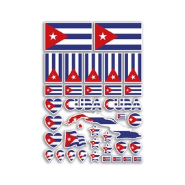 A4 Sticker Sheet Cuba Flags Vinyl Stickers - Cuban America Country World National Flag Vacation Travel Holiday Car Aesthetic #80082