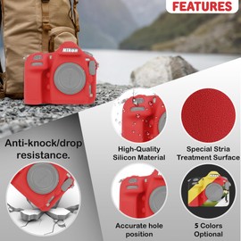 STSEETOP Camera Case for Nikon D850 - Silicone Protective DSLR Skin Cover, Detachable Cage, Shockproof, Dustproof (Red)