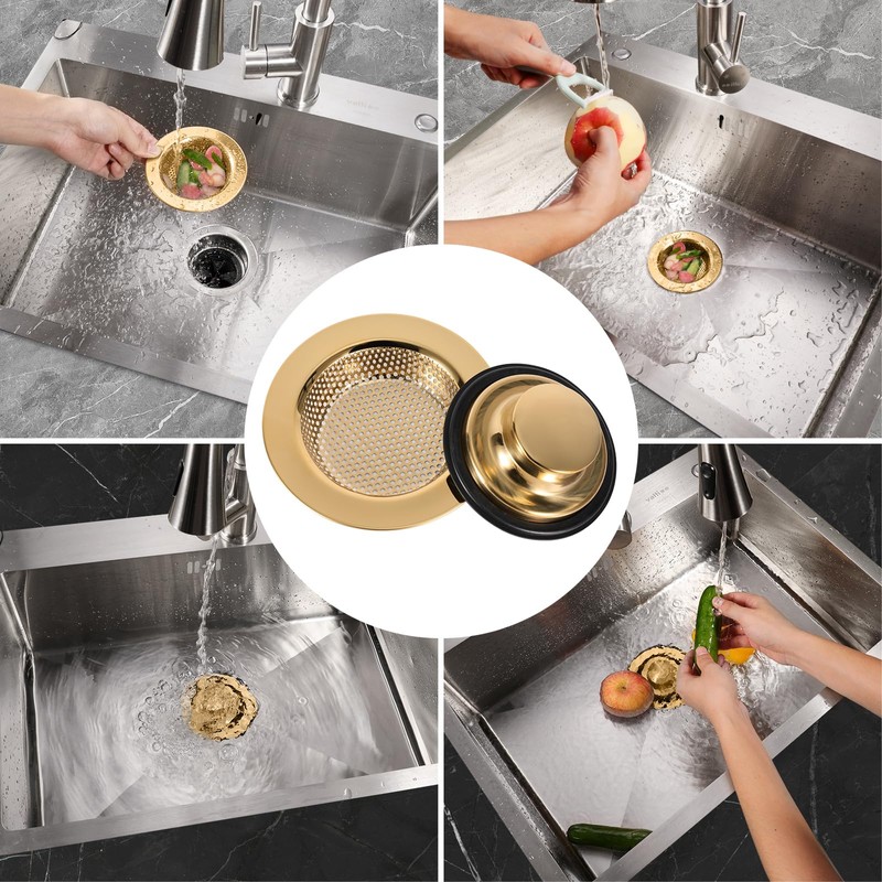RQYEKDO Kitchen Sink Strainers Sink Stopper Kits, Stainless Steel Sink