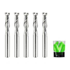 SHARPRO Spiral Upcut Router Bit 1/4 Inch Shank 1/4 Inch Cutting Dia. 1'' CL. Extra Long 2-1/2'' OVL. Solid Carbide Up Cut 1/4 CNC Router Bits, Ideal for Wood Inlay, Plunge Plastic 5PCS