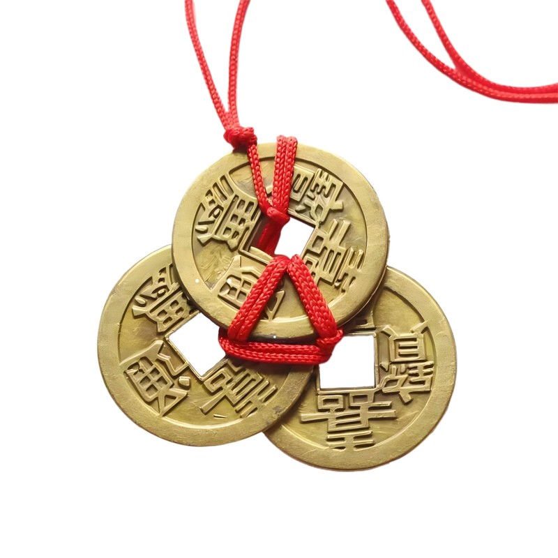 Brass Chinese Feng Shui Coins with Red String – 5