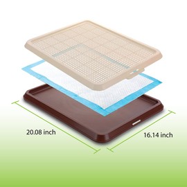 BANU Puppy Pee Pad Holder Indoor Outdoor Dog Potty Toilet Training Tray 20" x 16" for Small and Medium Dogs (Ivory)