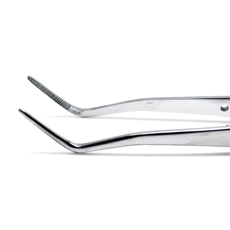 Dental Meriam Foil Cotton Tweezer 16cm Serrated Angled Beak Dressing