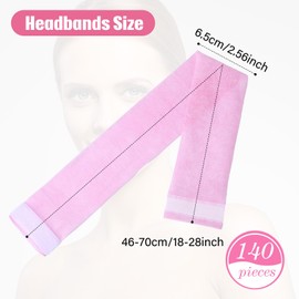 Waydress 140 Pieces Disposable Spa Facial Headbands with Convenient Closure, Stretch Facial Headwraps Soft Skin Care Hair Band for Women Salons (Pink)