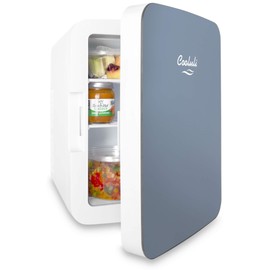Cooluli 10L Mini Fridge for Bedroom - Car, Office Desk & College Dorm Room - 12v Portable Cooler & Warmer for Food, Drinks, Skincare, Beauty & Makeup - AC/DC Small Refrigerator with Glass Front, Blue