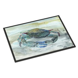 Caroline's Treasures SC2003MAT Blue Crab Watercolor Doormat 18x27 Front Door Mat Indoor Outdoor Rugs for Entryway, Non Slip Washable Low Pile, 18H X 27W