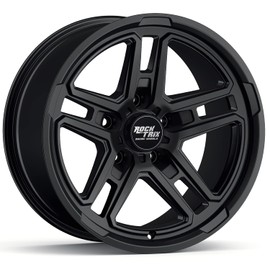 RockTrix RT108 17 inch Wheel Compatible with Jeep Wrangler JK JL 17x9 5x5 Wheels (-12mm Offset, 4.5in Backspace) 5x5 PCD, 71.5mm Bore, Black Wheels, Also fits Gladiator JT Rims