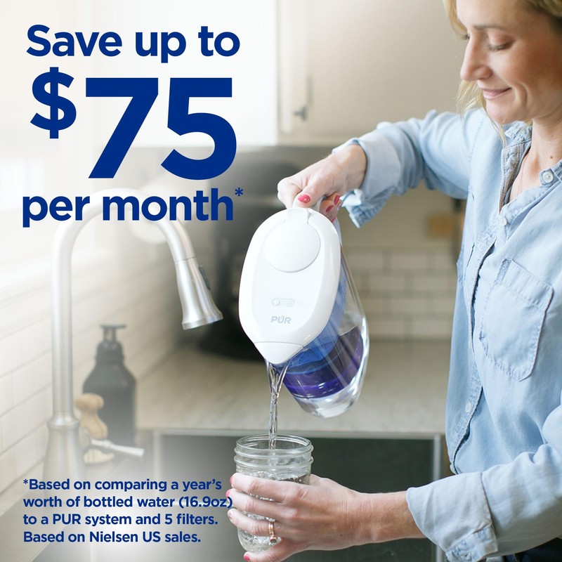 PUR Plus 7-Cup Water Filter Pitcher for Fridge, Cleaner, Great-tasting