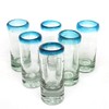 MexHandcraft Aqua Blue Rim 2 oz Tequila Shot Glasses (set