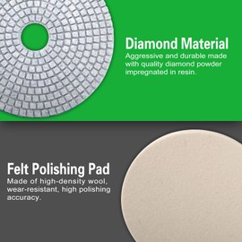 8PCS Diamond Polishing Pads 6 Inch, Wet/Dry Concrete Polish Tools Kit for Drill, Grinder, Polisher, 50-3000 Grit Polishing Set for Marble Granite Quartz Stone