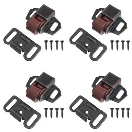 ZZLZX 4PCS Bead Cabinet Door Latch Cabinet Door Roller Clip Snap Lock Switch Clip Wardrobe Fixed Single Wheel Door Latch Flat Bottom Low Leg Door Clip Furniture Door Lock with Screw Antique Red Color