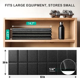 Foldable Treadmill Mat Walking Pads, Bike Exercise Equipment Mat, 1/4" Thick, 63"x30" Anti-Slip Waterproof Floor Protector for Carpet, Home Hardwood, Home Gyms, Workout Fitness Machines, Yoga, Gift