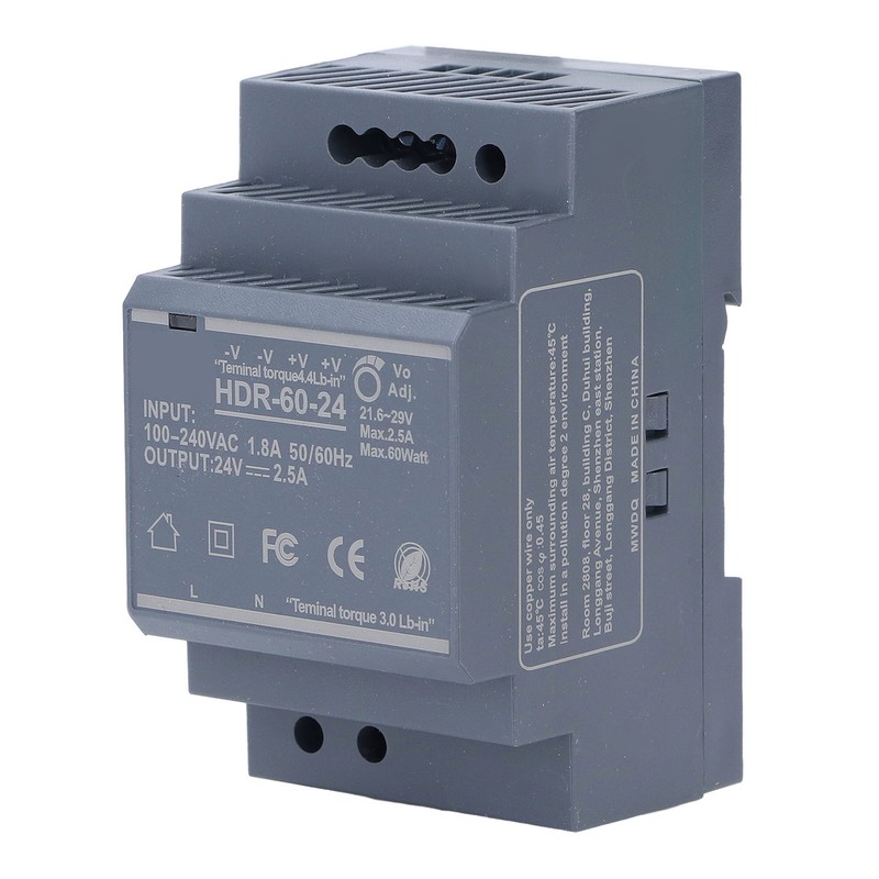 Rail Switching Power Supply 24V Thin Mount 60W 2.5A 100~240VAC