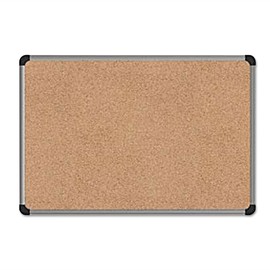 Universal 43713 36 in. x 24 in. Cork Board with Aluminum Frame - Tan Surface New