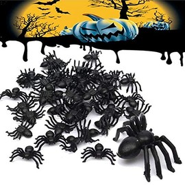 Araña de plástico negro, arañas de plastico tamaño compacto pequeño araña de plástico realista para Halloween fiesta fantástica arañas de broma decora
