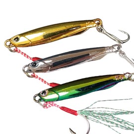 TACTICAL FISHING 3 Jigs de 15g. (1/2oz) con Anzuelo Triple y Asistente - Pack con 3 señuelos de Pesca para mar, Playa, Rocas, río y más. Lances Largos. Agua Salada y Dulce.