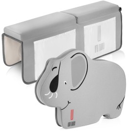 With Mums Baby Bath Kneeler and Elbow Rest Pad Set – Gray Elephant Design Cushion Mat for Knees and Elbows, Bathtub Starter Kit with Toy Storage and Non-Slip Support
