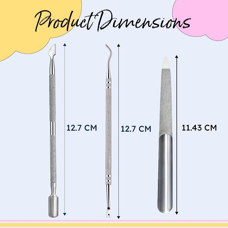 ARMIZ 4 Set Cuticle Pusher and Cuticle Nipper, Professional Cuticle
