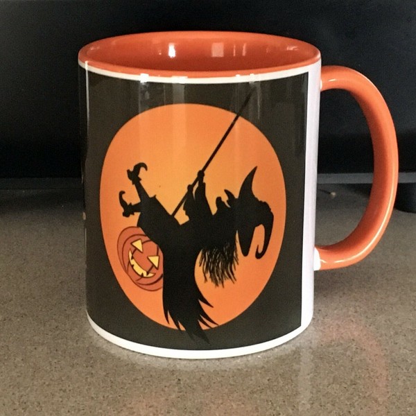 Halloween Flying Witch Coffee Mug 11 oz, "If the broom fits ride it!"