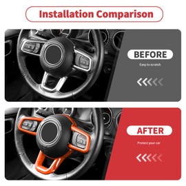 Linskip Steering Wheel Trim Compatible with 2018-2024 Jeep Wrangler JL JLU 4XE & 2020-2024 Jeep Gladiator JT, Steering Wheel Cover for Jeep Wrangler Accessories(Orange)