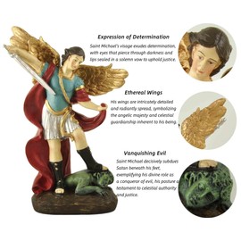 DurableDelights Saint Michael The Archangel Statue - 7.48 inch Michael Archangel of Heaven Defeating Lucifer, Great Catholic Gift for First Holy Communion, Confirmation, Housewarming