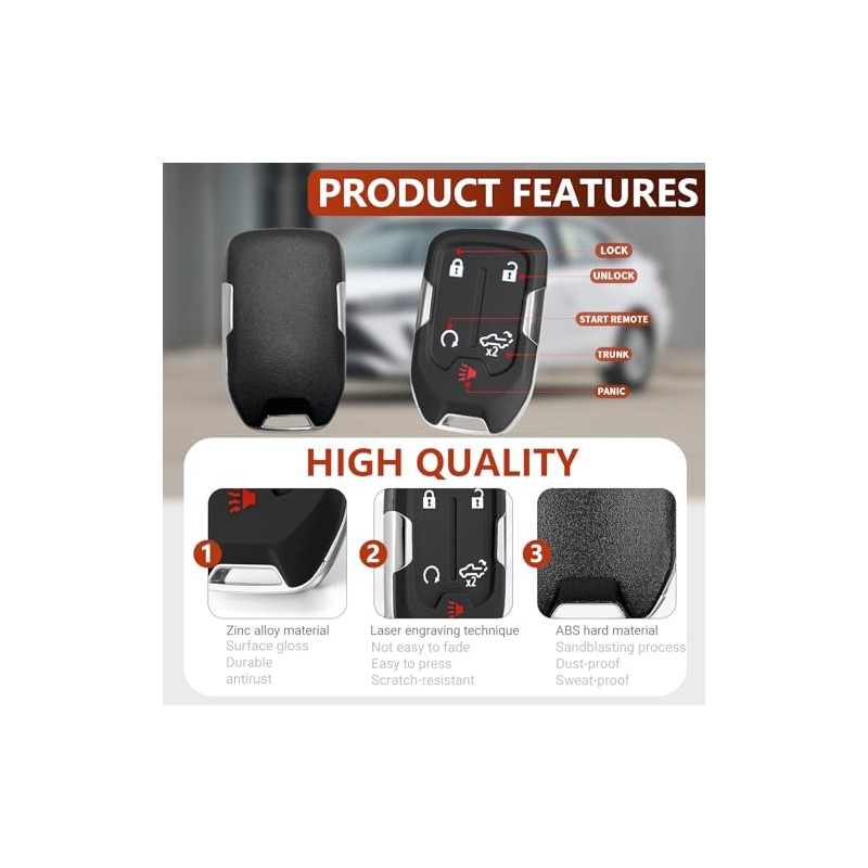 5 Button Key Fob Case for Chevy Silverado GMC Sierra
