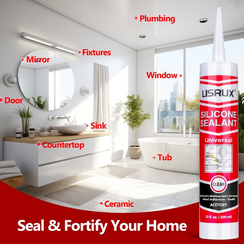 Clear Advanced Silicone Caulk & Sealant, 10Oz Cartridge, 100% Waterproof