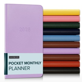 Harbor Pocket Monthly Planner 2026, Calendar Planner and Notebook, Durable Faux Leather, 18 Months, 96 Pages, Softcover & Lightweight - Cambridge Lavender - 6 x 3.25 "
