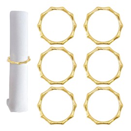 pson 6Pcs Bamboo Knuckles Style Napkin Rings for Elegant Table Decoration, Weddings, Family Dinners, Parties, and Special Occasions(Gold)