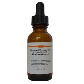 Suero para la piel de vitamina C al 15% (ácido L-ascórbico) con ácido hialurónico puro suero antienvejecimiento 1.2 oz