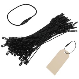 100Pcs Polyester String for Hang Tags, Black String 8''/20cm, Tags String with Snap Lock for Attaching Labels and Security Tags Fastener, Hook Ties for Price Tags Fashion Apparels, Clothing (Black)