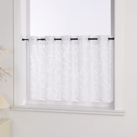 "Two-Piece" Semi-Transparent Curtain Country House Kitchen Curtain Bistro Curtain White with Eyelets
