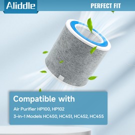 HP102 Replacement Filter, Compatible with Shark Air Purifier HP100, HP102 and 3-in-1 Models HC450, HC451, HC452, HC455, H13 True HEPA, 2 Pack