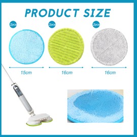 Pack of 6 Replacement Mop Pads, 16 cm Microfibre Replacement Mop Pads, Reusable Mop Pads, Replacement Pads Suitable for Hurricanes Floating Mop M30457, Dyson