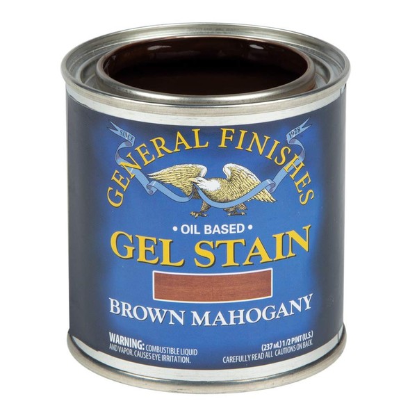 General Finishes Oil Base Gel Stain, 1/2 Pint, Brown Mahogany