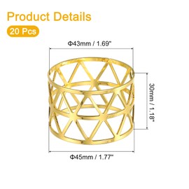 sourcing map Metal Napkin Rings Set of 20, Hollow Napkin Ring Holder Buckle for Dining Table Decorations Wedding Birthday Holiday Party, Gold