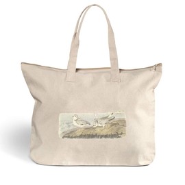 Canvas Beach Tote Piping Plover James Audubon Birds Animals Shopping Bags Zippered Design Only