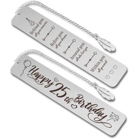 Happy 25th Birthday Gifts for Her Him 25th Birthday Bookmark for Men Women 25 Year Old Birthday Gift Ideas Inspirational Motivational Bookmark for Book Lover
