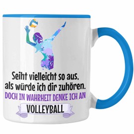 Trendation - Volleyball Gift Cup Coach Men Girls Coffee Accessories Volleyball Player Player (Blue)