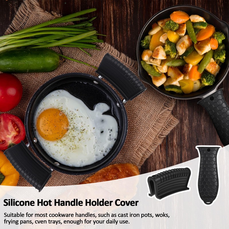 8 Pack Silicone Hot Handle Holder Cover Cast Iron Handle