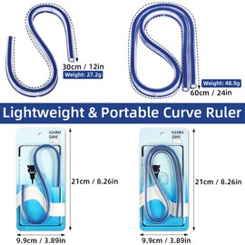 Pack of 2 Flexible Curve Ruler, Curve Ruler, Sewing Professional Flexible Ruler, 30 cm & 60 cm, Plastic Ruler, Curve Ruler, Flexible Measure Tool, Soft Ruler for Measurement/Dress