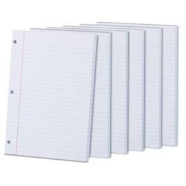300 Sheets Loose Leaf Paper 8" x 10.5" College Wide Rule Filler Notebook Paper 3-Hole Punched White Lined Paper for 3-Ring Binders Notepad Writing Note-Taking Ideal for Home, School, Office